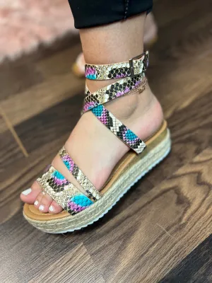 Ankle wrap Snake Print Espadrilles