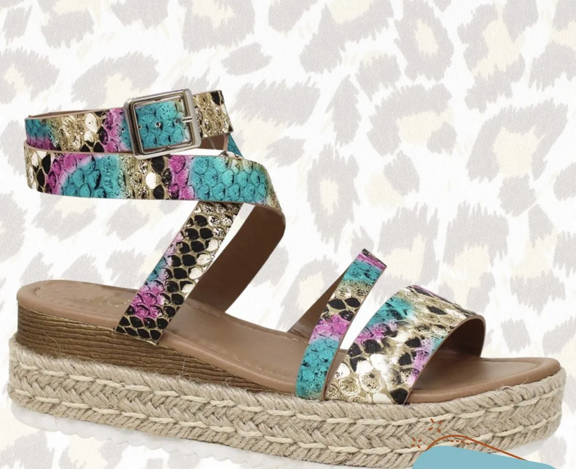 Ankle wrap Snake Print Espadrilles