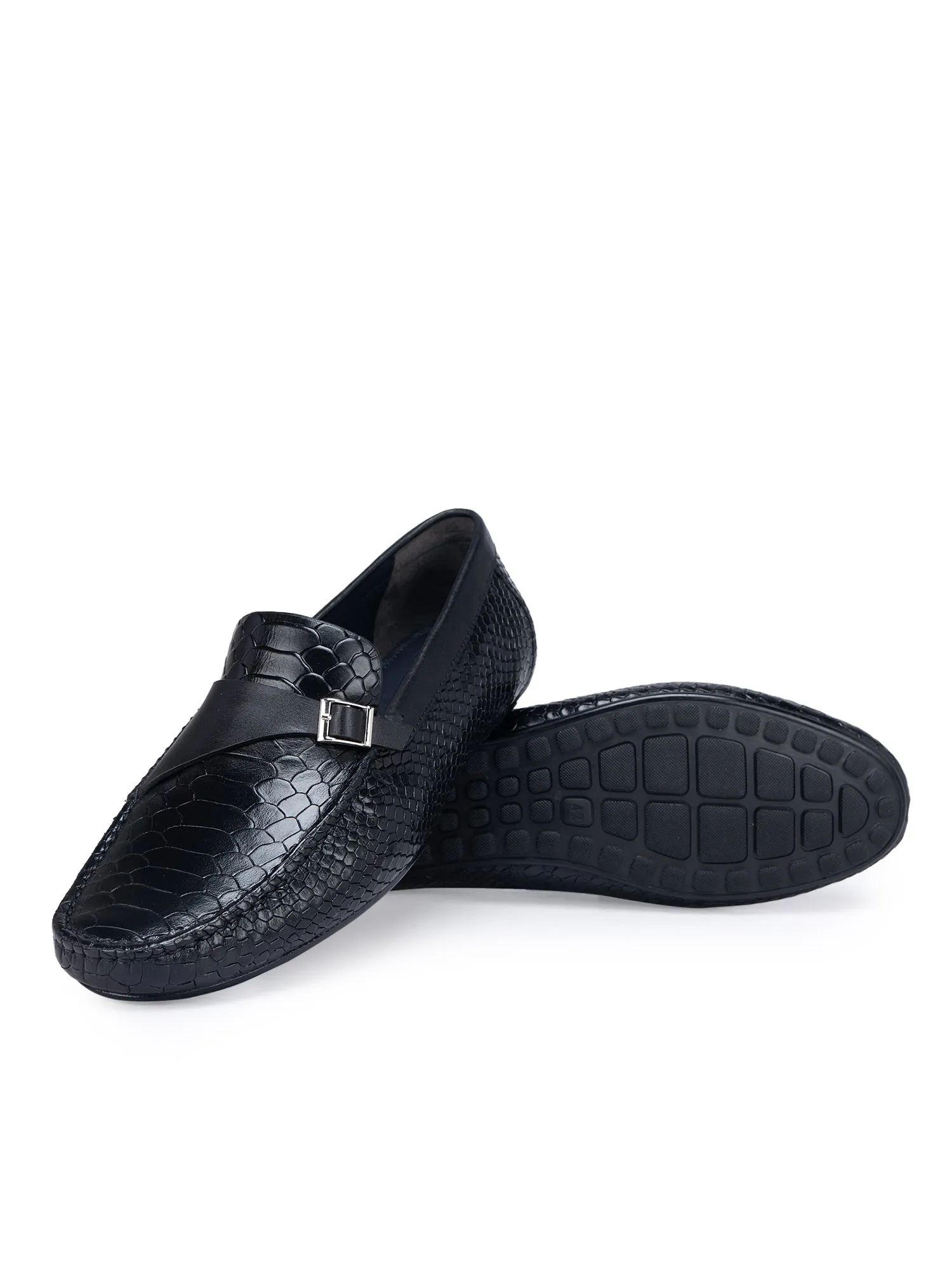 Black Monk Strap Style Moccasins