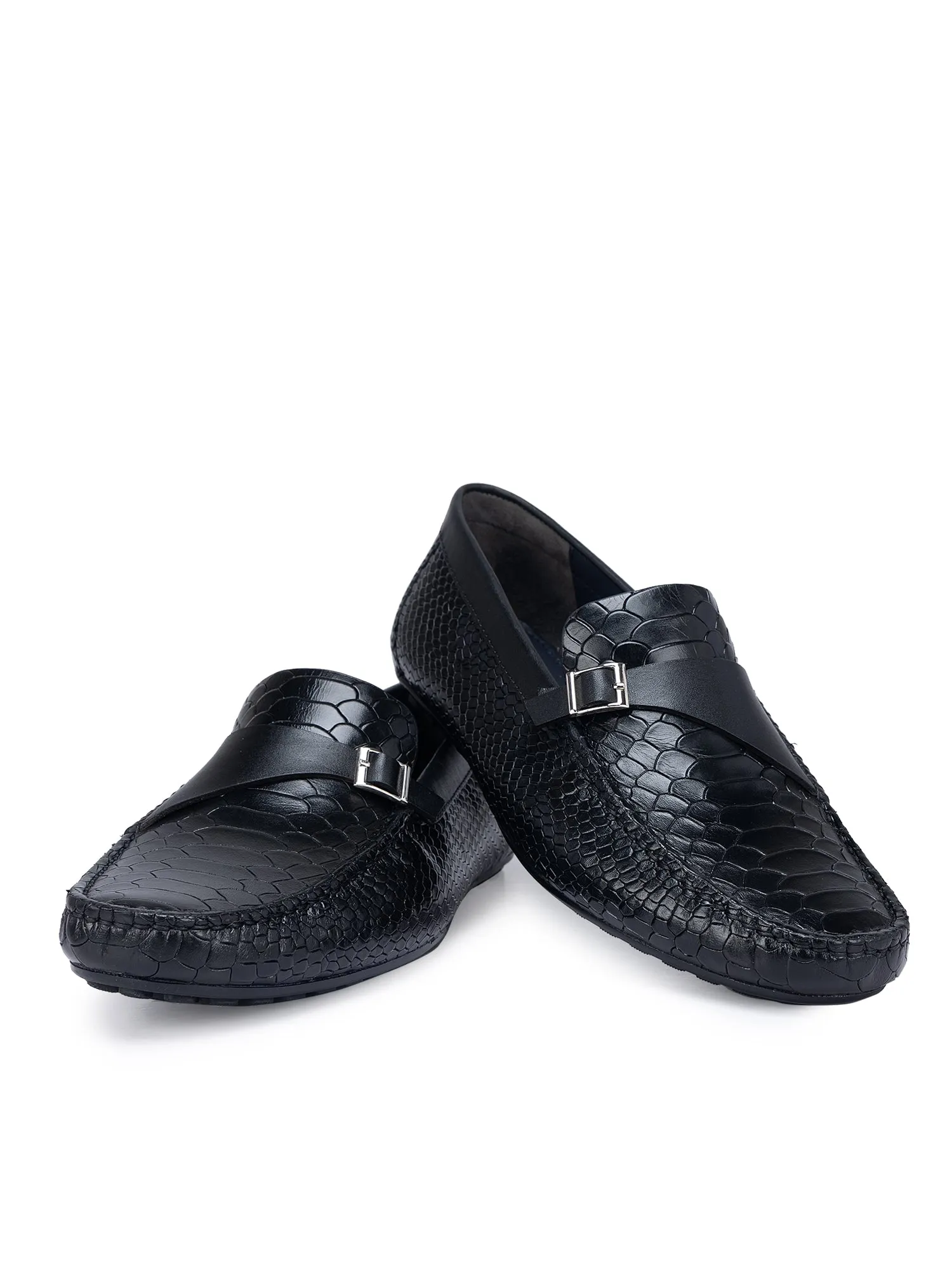 Black Monk Strap Style Moccasins