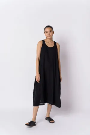 Black relaxed tank midi dress - Black