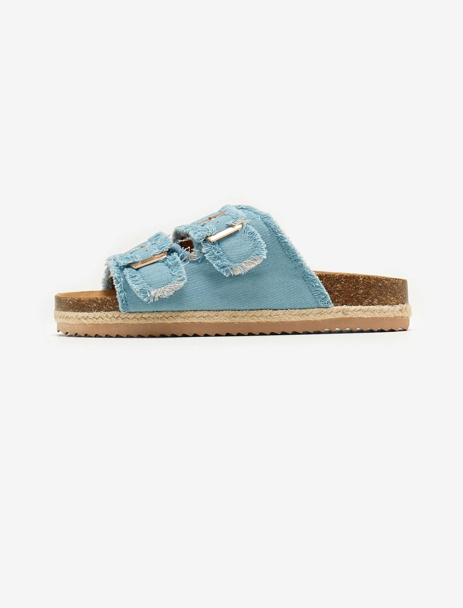 Blue Double Buckle Denim Espadrilles
