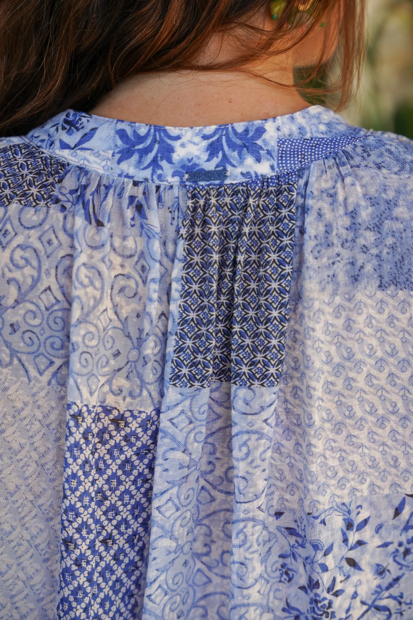 Blue Patchwork Summer Top