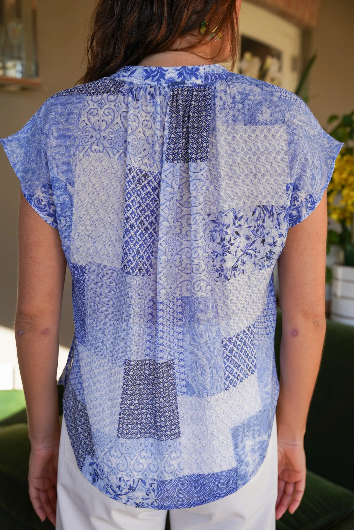 Blue Patchwork Summer Top