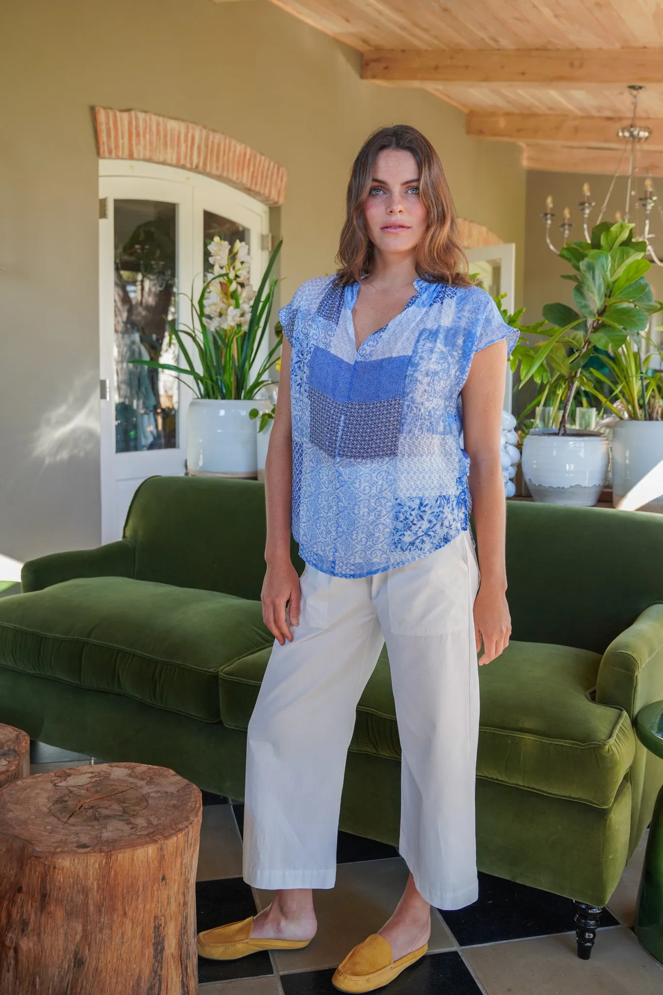 Blue Patchwork Summer Top