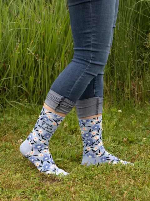 B*tch I AM Relaxed | Women's Crew Socks | Blue Q