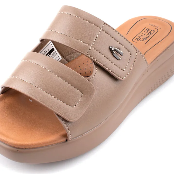 camel active Women Victoria 1 Comfort Slip-On Sandals -782402-YR02SV-6-KHAKI