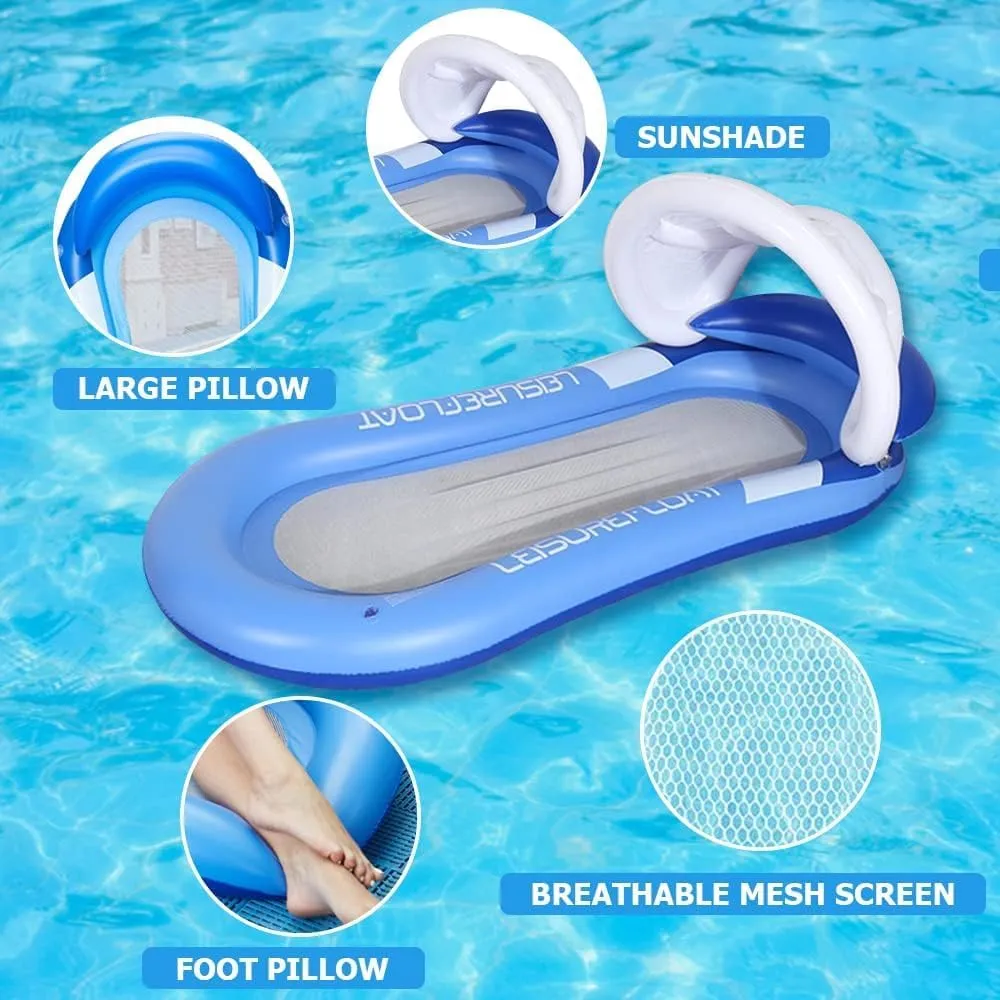 Comfortable Inflatable Pool Lounger with Removable Canopy for Relaxation and Tanning
