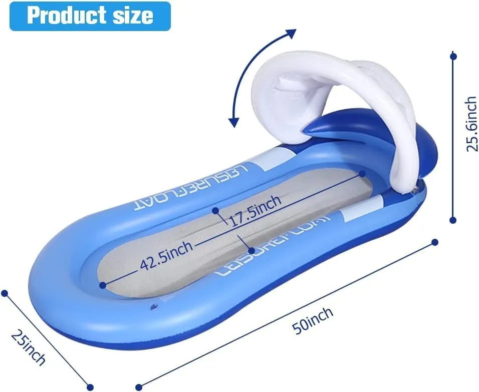 Comfortable Inflatable Pool Lounger with Removable Canopy for Relaxation and Tanning