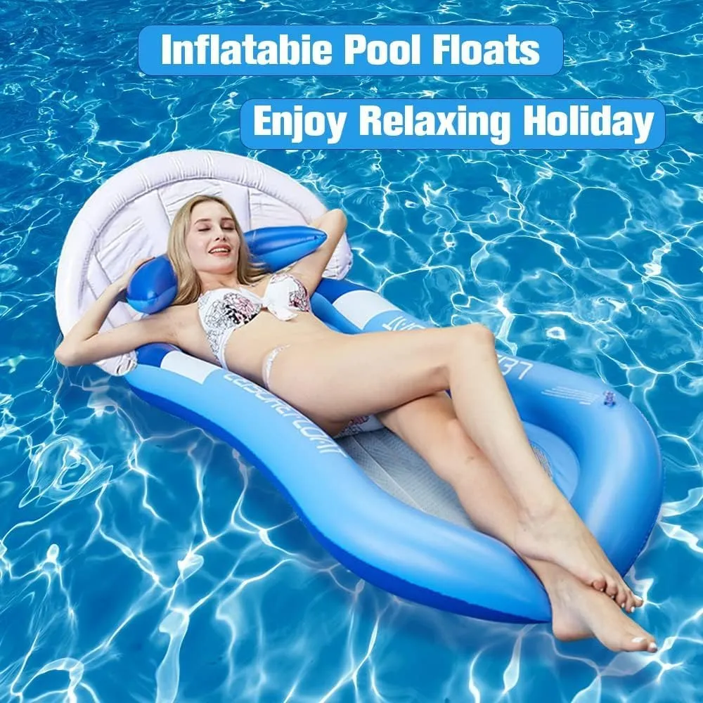 Comfortable Inflatable Pool Lounger with Removable Canopy for Relaxation and Tanning
