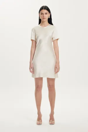 CRUSH BIAS TEE MINI DRESS | CREAM