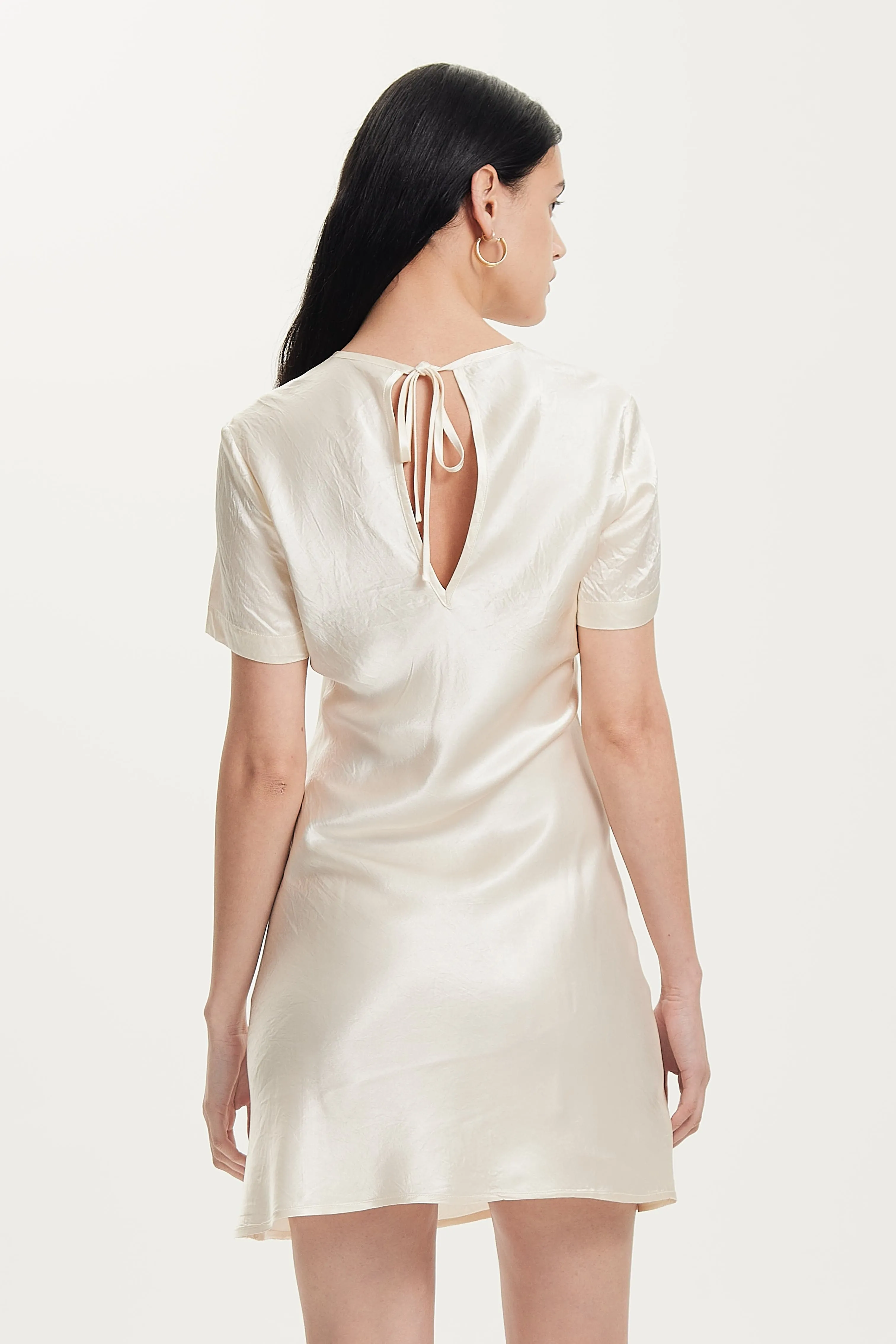 CRUSH BIAS TEE MINI DRESS | CREAM