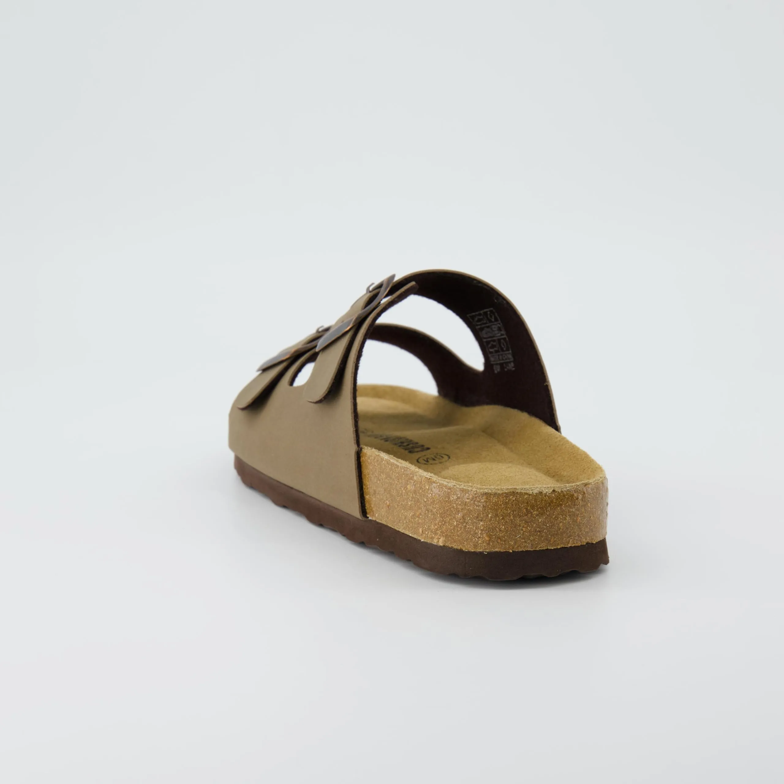 CUSHIONAIRE Lane Cork Footbed Sandals for Women  Comfortable Double Buckle Slip-On with Genuine Suede Footbed & Arch Support Slides for Women Footwear, BROWN 7