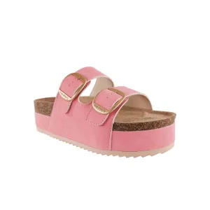 Double Strap Buckle Platform Sandal in Pink