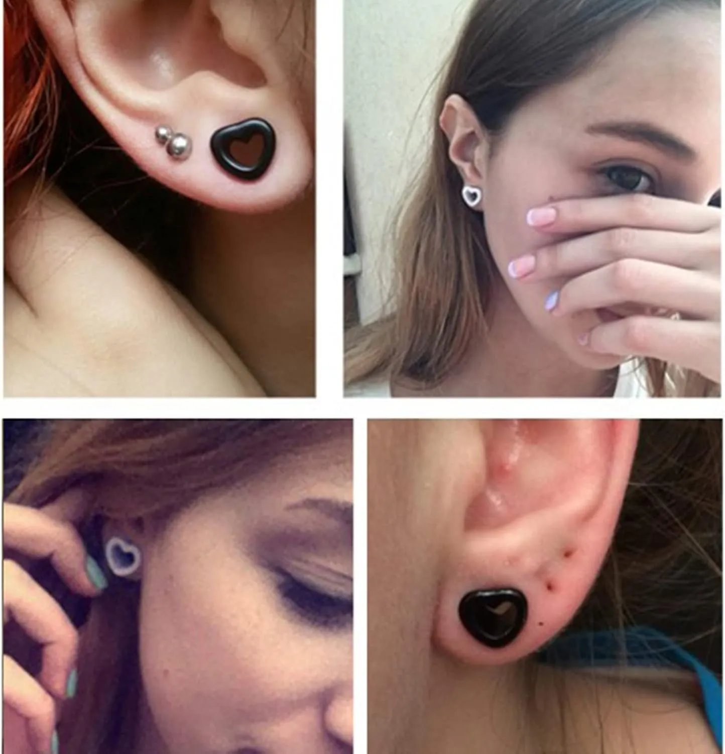 Ear Gauges Flexible Flesh Tunnels, Acrylic Piercing Jewelry Hollow Heart Shape Flexible Ear Stretching Gauge Expander