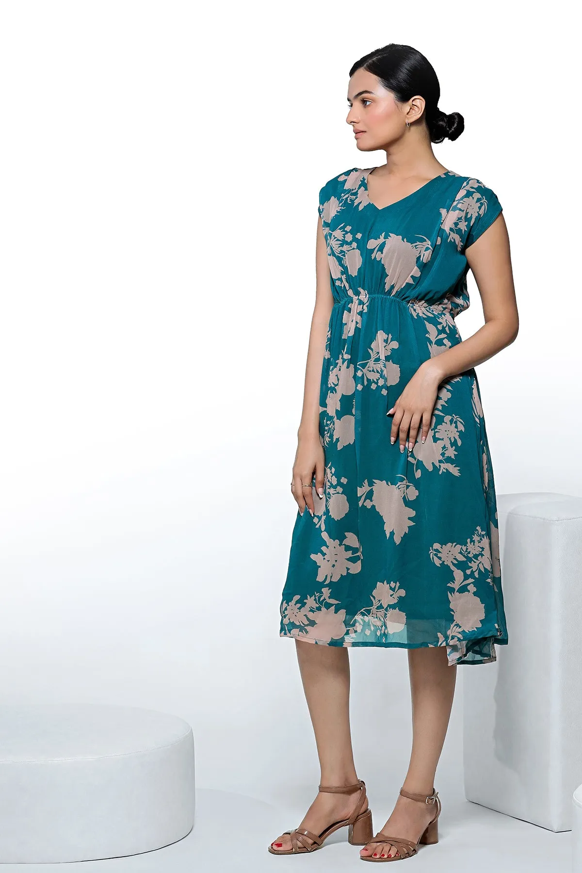 Floral Printed Georgette Dress