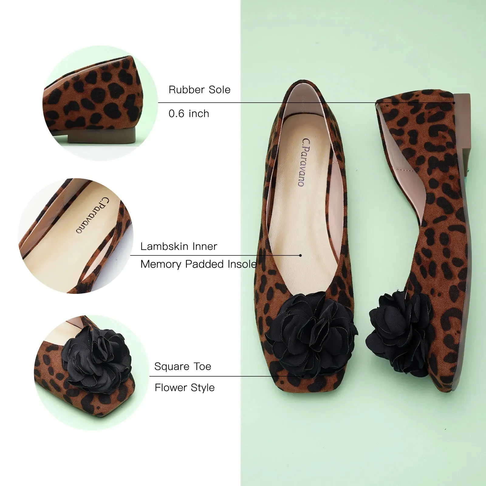 Flower Ballerina Flats (Eva) Leopard