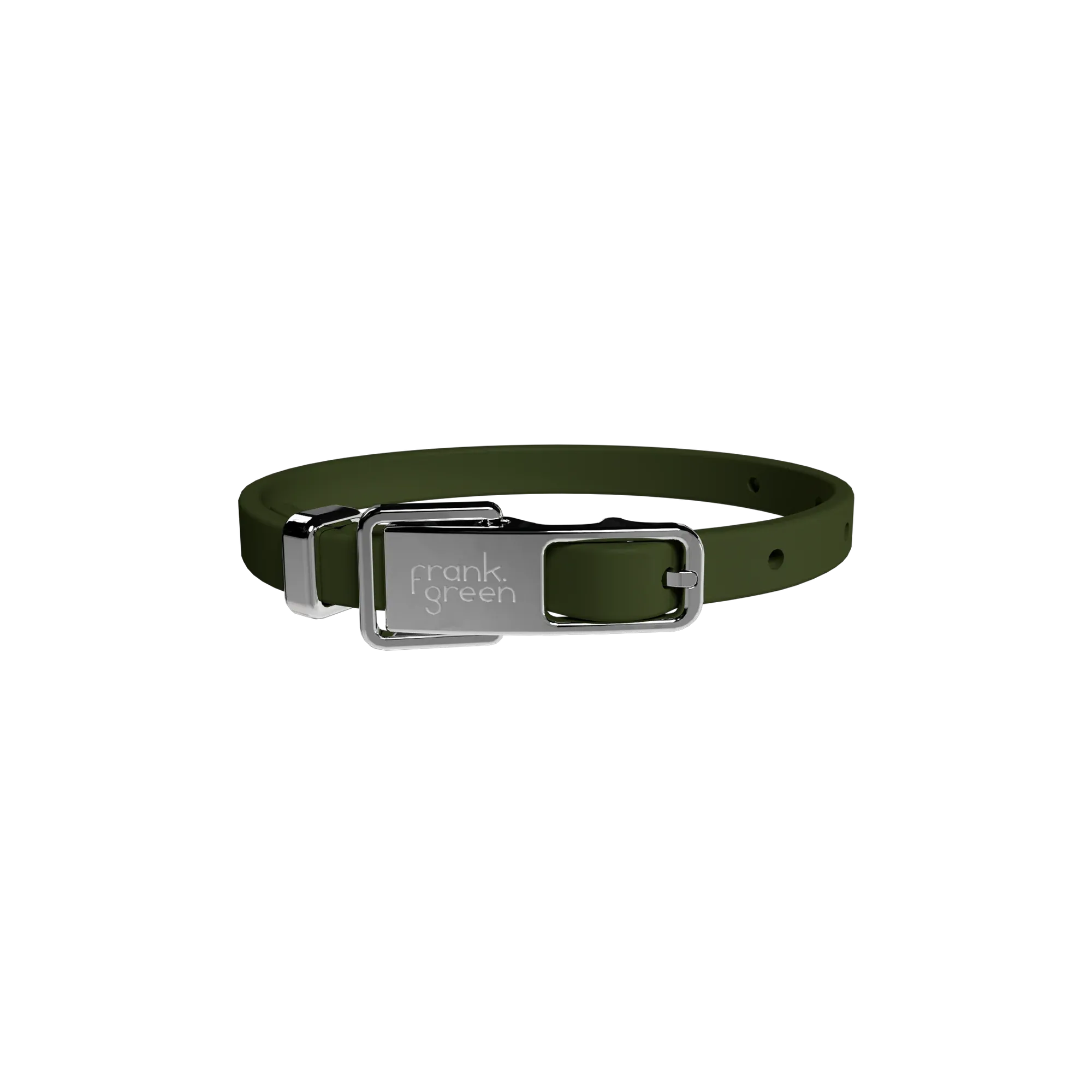 Frank Green Pet Collar   Name Tag - Khaki/Silver