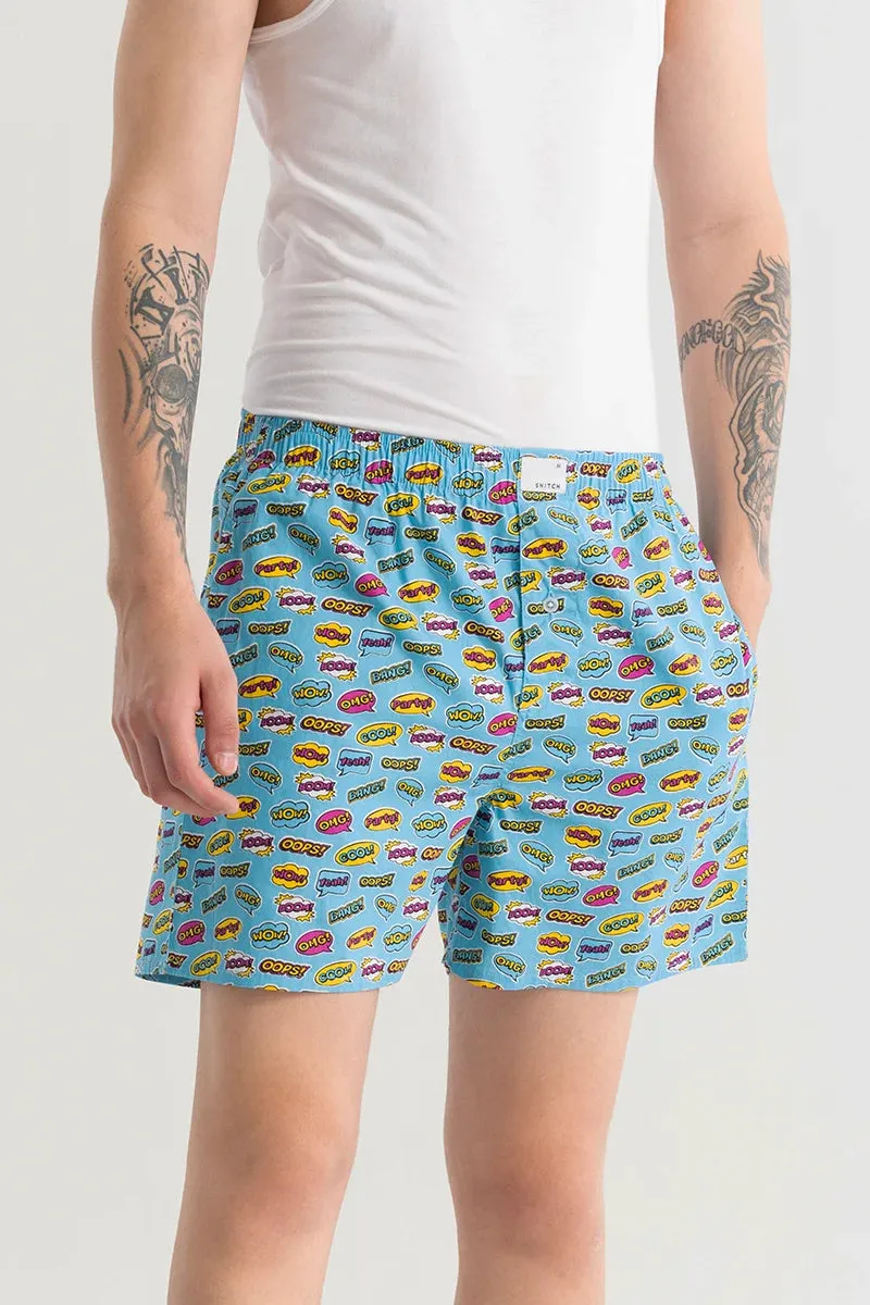 Gry Doodle Sky Blue Printed Boxer