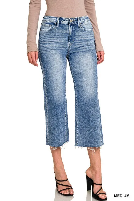 Hallen Raw Hem Cropped Capri Jeans by Zenana