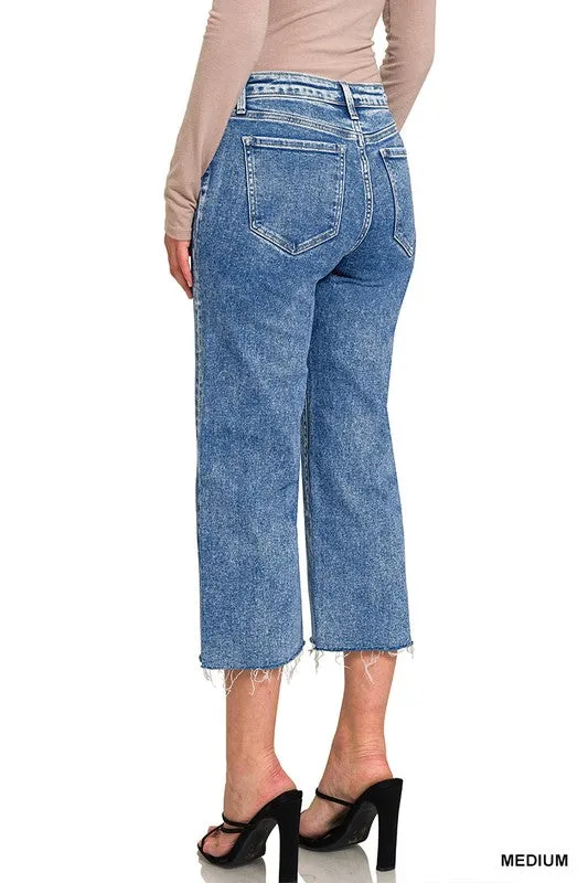 Hallen Raw Hem Cropped Capri Jeans by Zenana