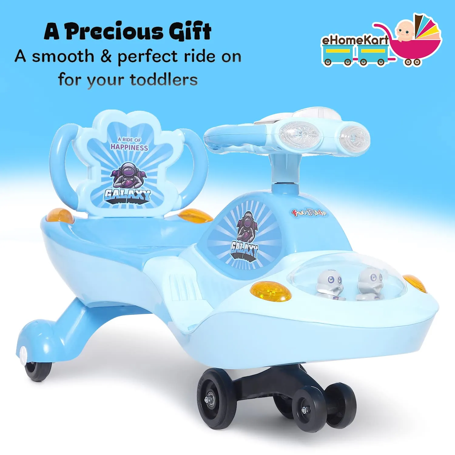 Her Home Galaxy - DX Twist and Swing Magic Car Ride On for Kids with Double Music and Lights for Boys and Girls ( 1 Year to 4 Years)