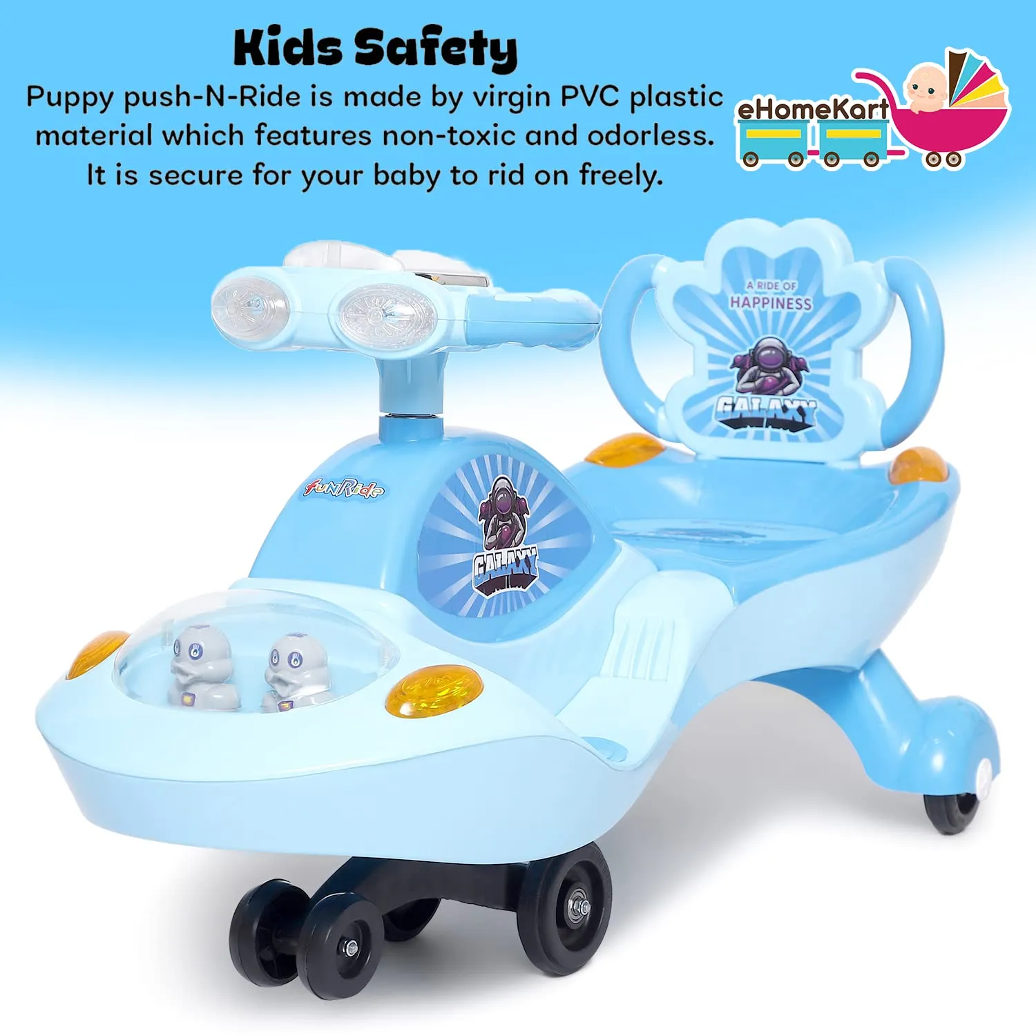 Her Home Galaxy - DX Twist and Swing Magic Car Ride On for Kids with Double Music and Lights for Boys and Girls ( 1 Year to 4 Years)