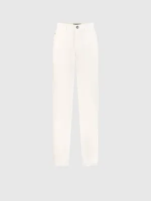 Jeans with Calf Suede "Z" Patch White