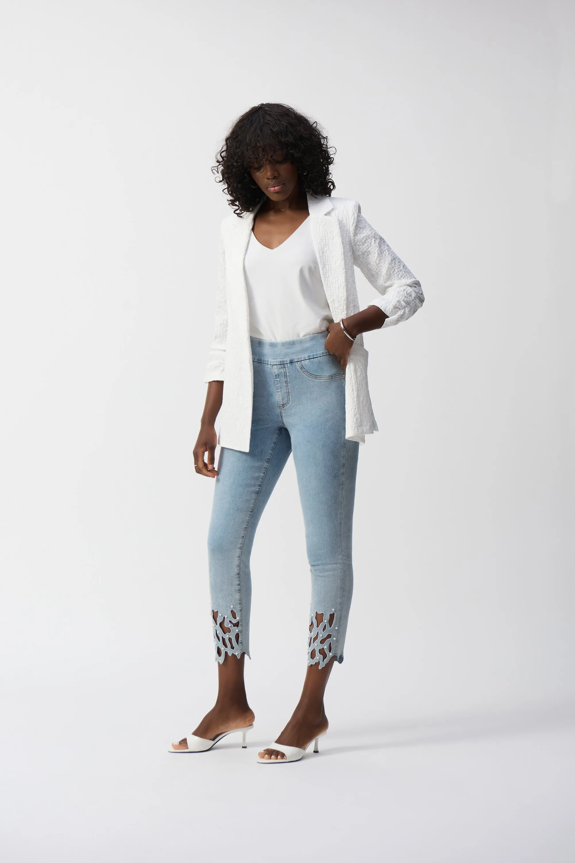 Joseph Ribkoff Jean - Cut Out Pearl - Blue