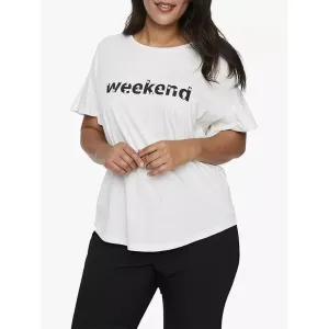 Junarose Weekend Slogan Tee White Size M UK 18/20