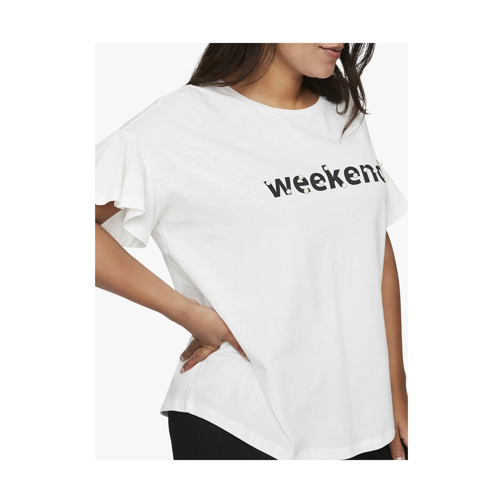 Junarose Weekend Slogan Tee White Size M UK 18/20