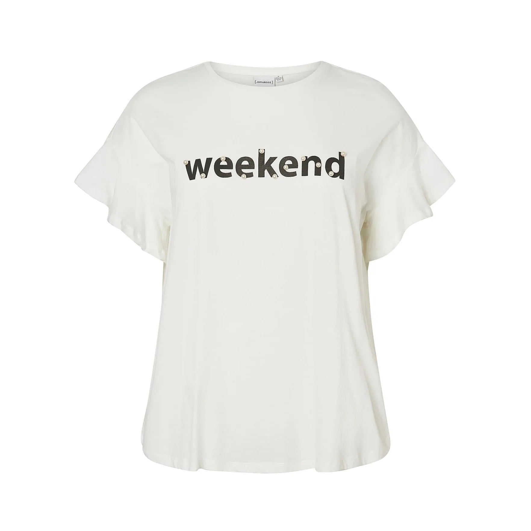 Junarose Weekend Slogan Tee White Size M UK 18/20