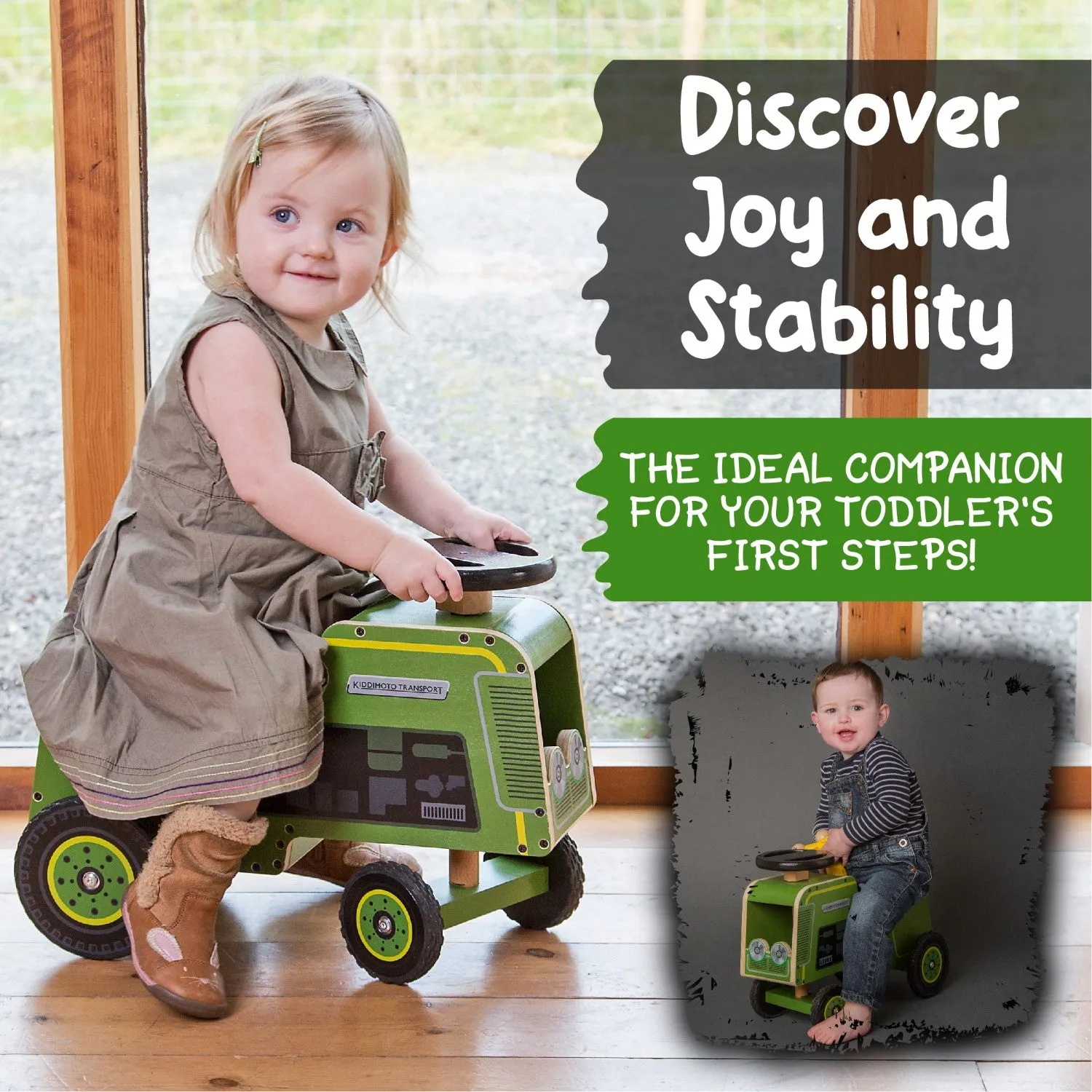 Kiddimoto Wooden Ride on Tractor