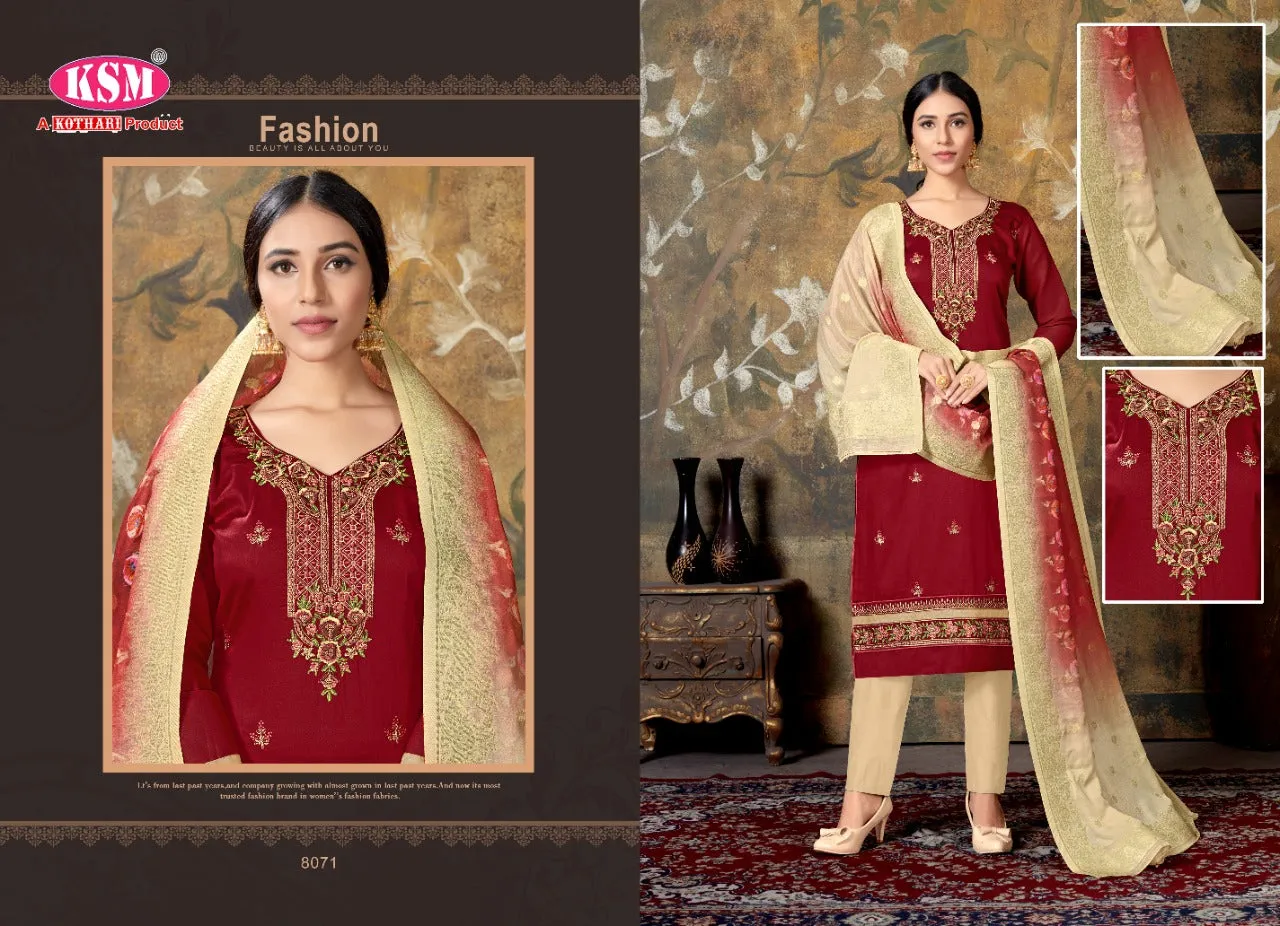 Kothari Presents Navya Pure Jam Silk Heavy Embroidery Work Fancy Designer Salwar Suits