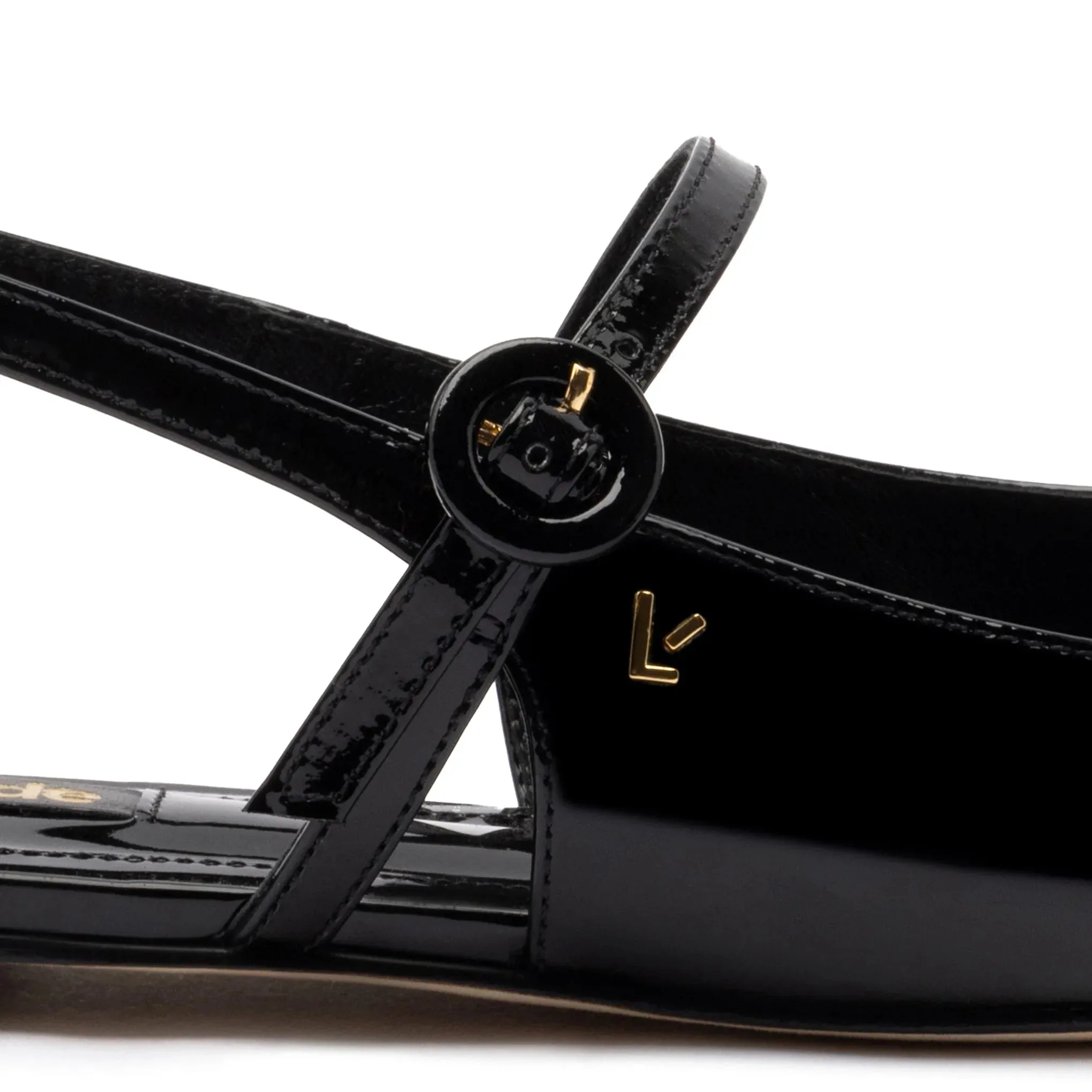Larroude Georgina Ballet Flat In Black Patent Leather