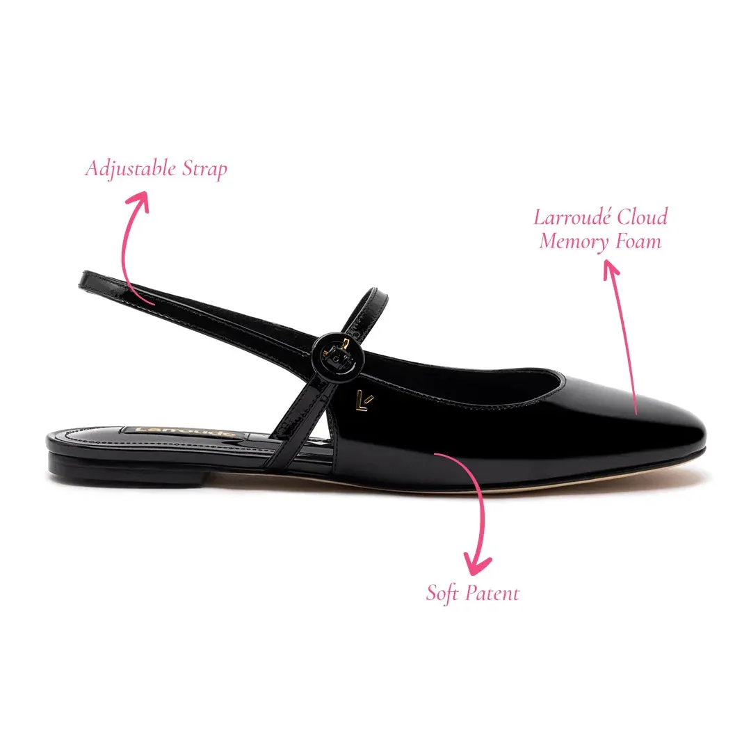 Larroude Georgina Ballet Flat In Black Patent Leather