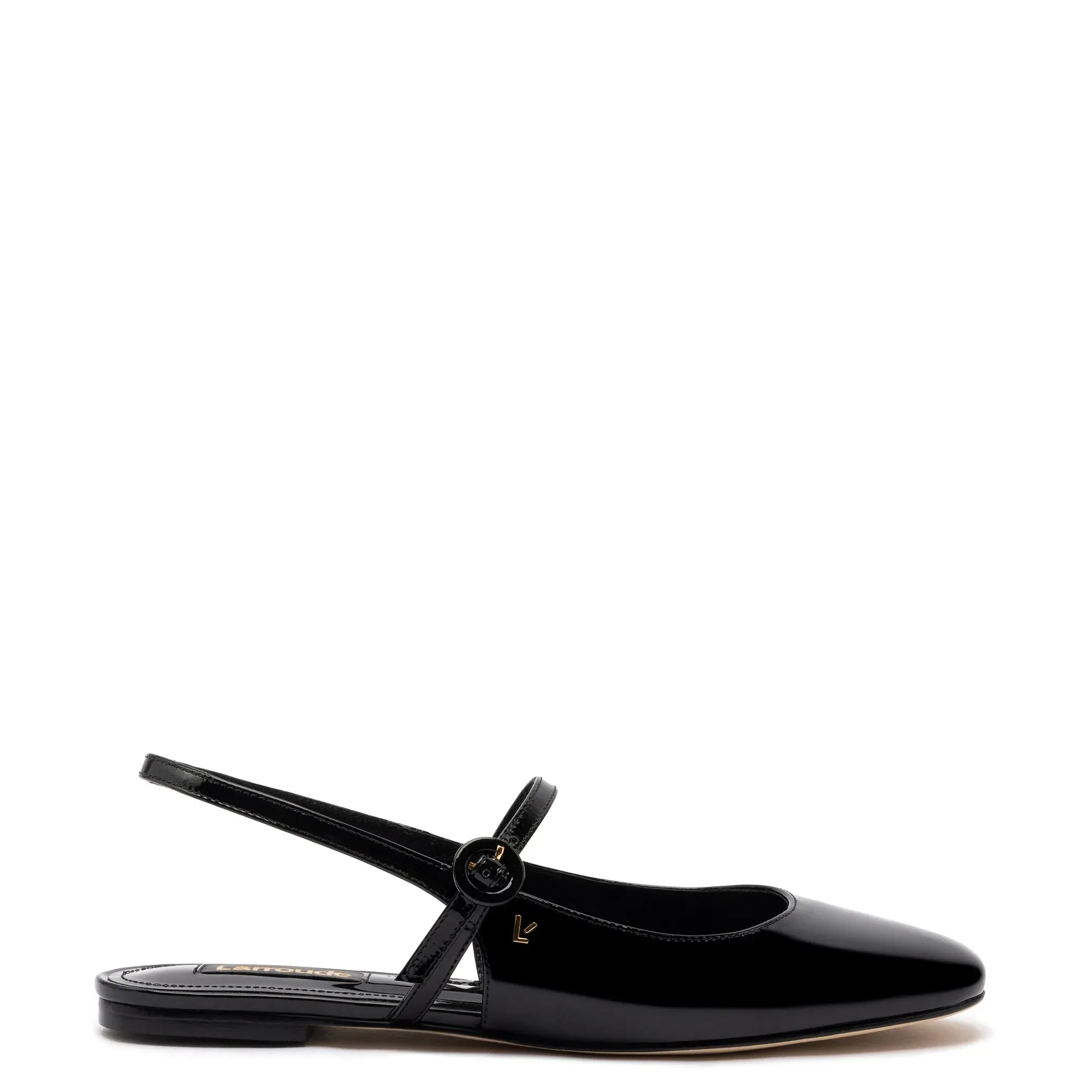 Larroude Georgina Ballet Flat In Black Patent Leather