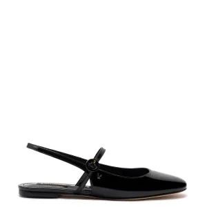 Larroude Georgina Ballet Flat In Black Patent Leather
