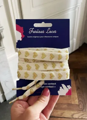 Linen shoelaces and golden hearts