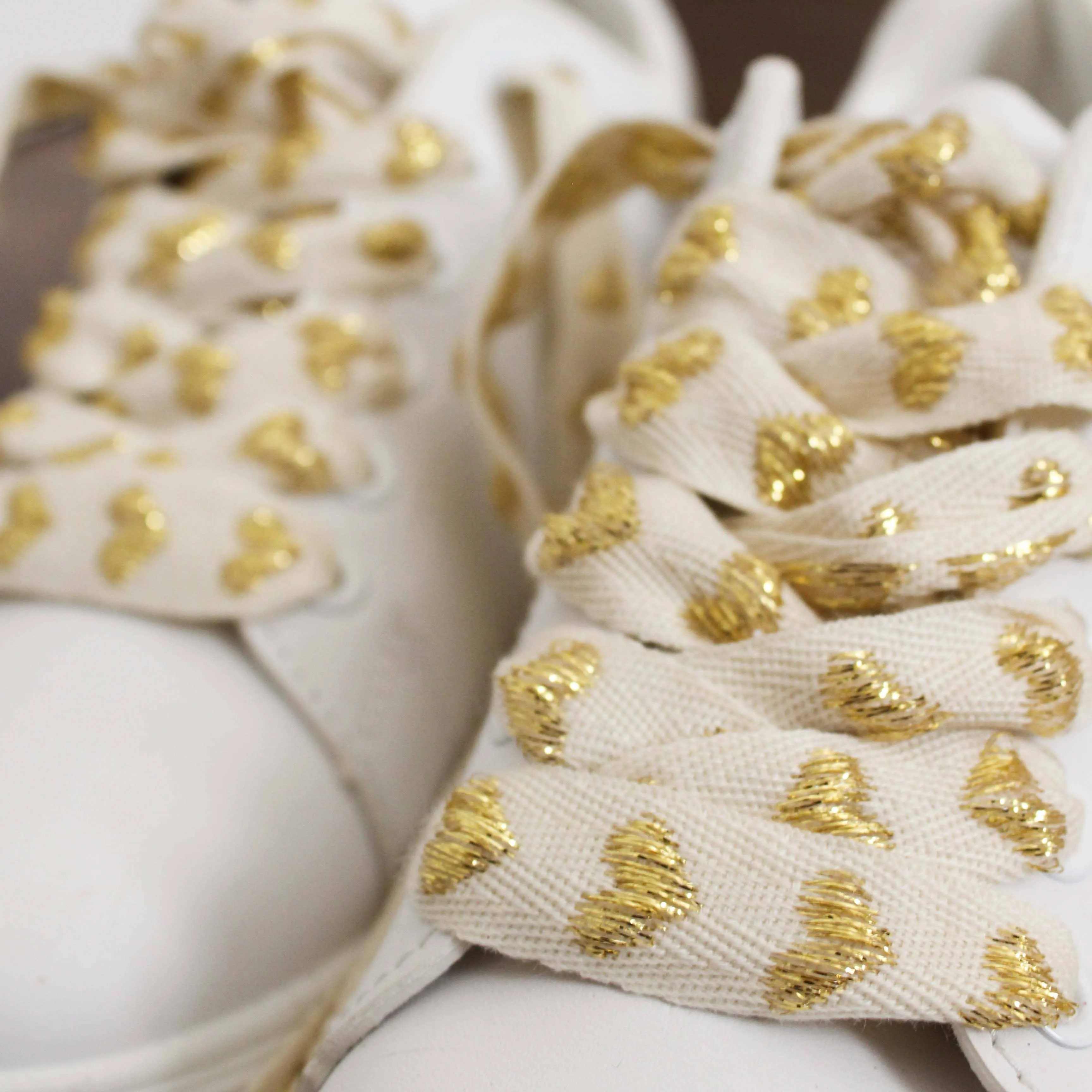 Linen shoelaces and golden hearts