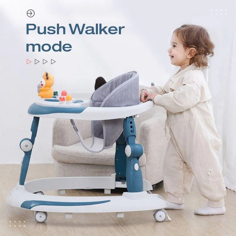 Little Feet Plus Walker - Detachable Toy Bar/Meal Tray With Music & Light, 3 Level Height/ 4 Level Seat Adjustment, 2-in-1 Walker cum Rocker