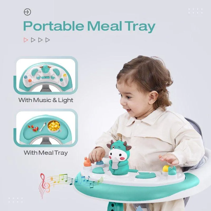 Little Feet Plus Walker - Detachable Toy Bar/Meal Tray With Music & Light, 3 Level Height/ 4 Level Seat Adjustment, 2-in-1 Walker cum Rocker