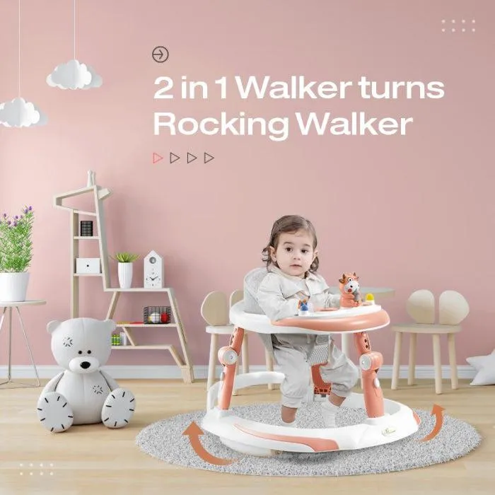 Little Feet Plus Walker - Detachable Toy Bar/Meal Tray With Music & Light, 3 Level Height/ 4 Level Seat Adjustment, 2-in-1 Walker cum Rocker