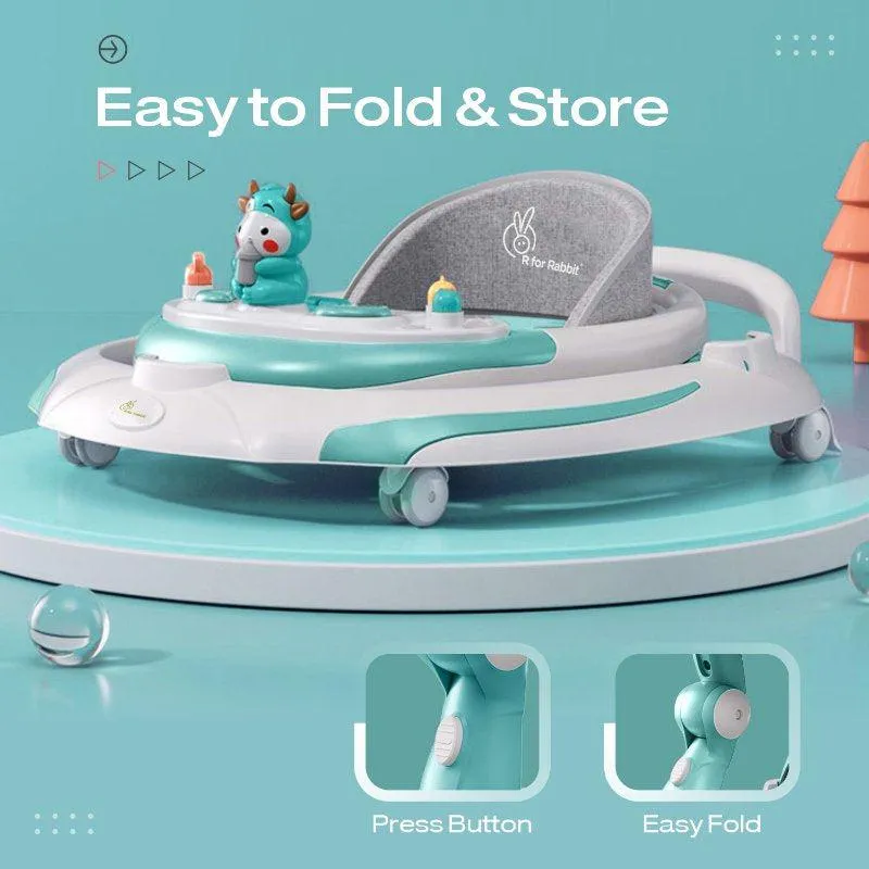 Little Feet Plus Walker - Detachable Toy Bar/Meal Tray With Music & Light, 3 Level Height/ 4 Level Seat Adjustment, 2-in-1 Walker cum Rocker