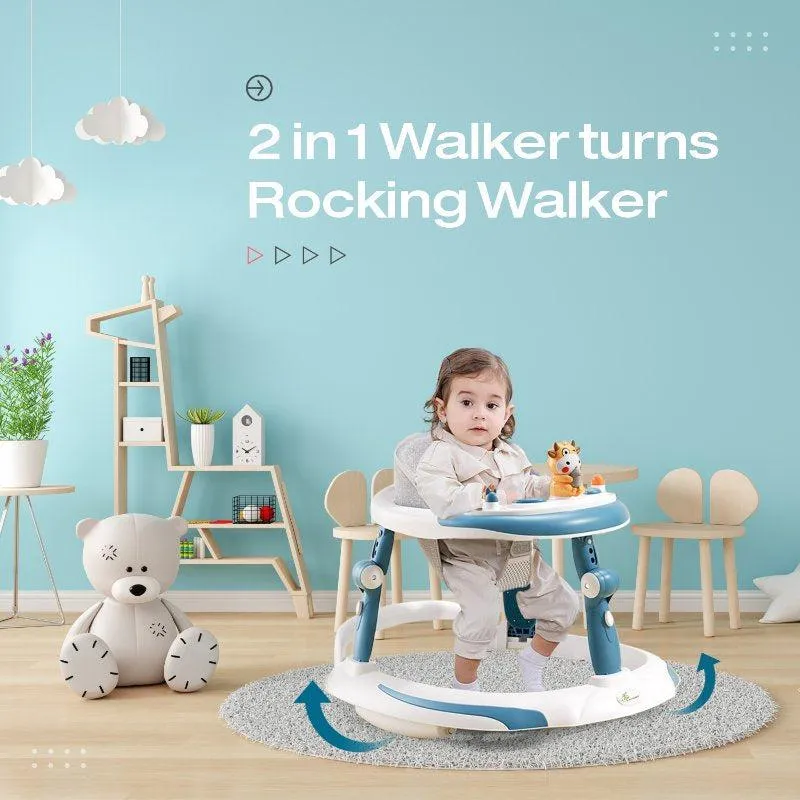 Little Feet Plus Walker - Detachable Toy Bar/Meal Tray With Music & Light, 3 Level Height/ 4 Level Seat Adjustment, 2-in-1 Walker cum Rocker