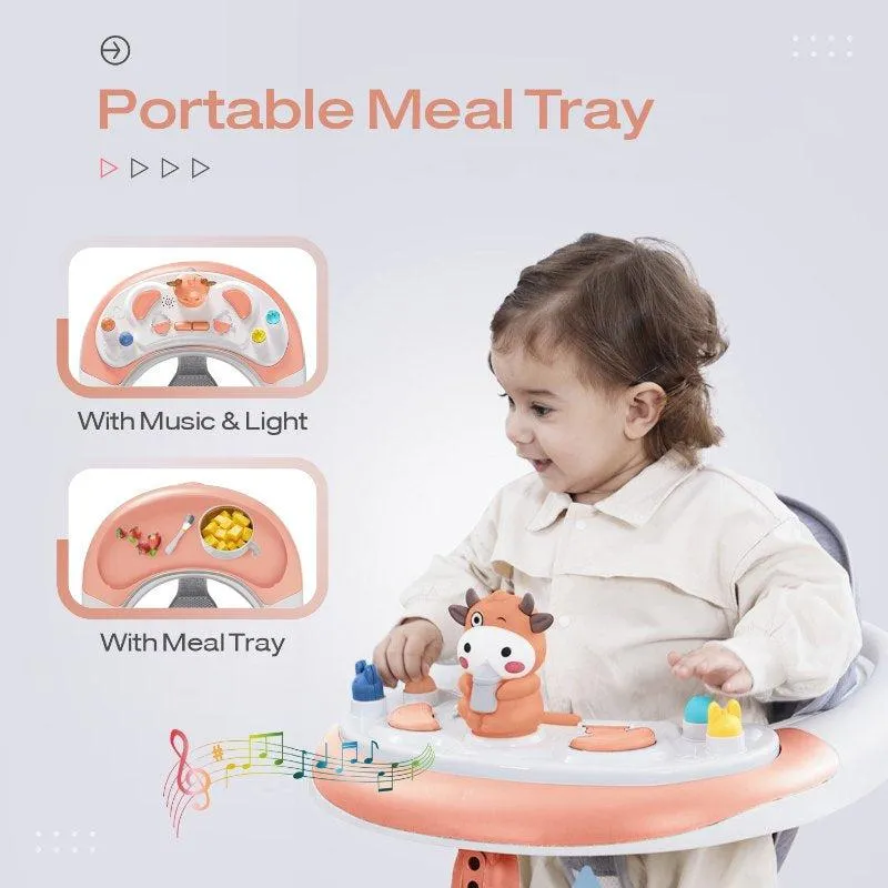 Little Feet Plus Walker - Detachable Toy Bar/Meal Tray With Music & Light, 3 Level Height/ 4 Level Seat Adjustment, 2-in-1 Walker cum Rocker
