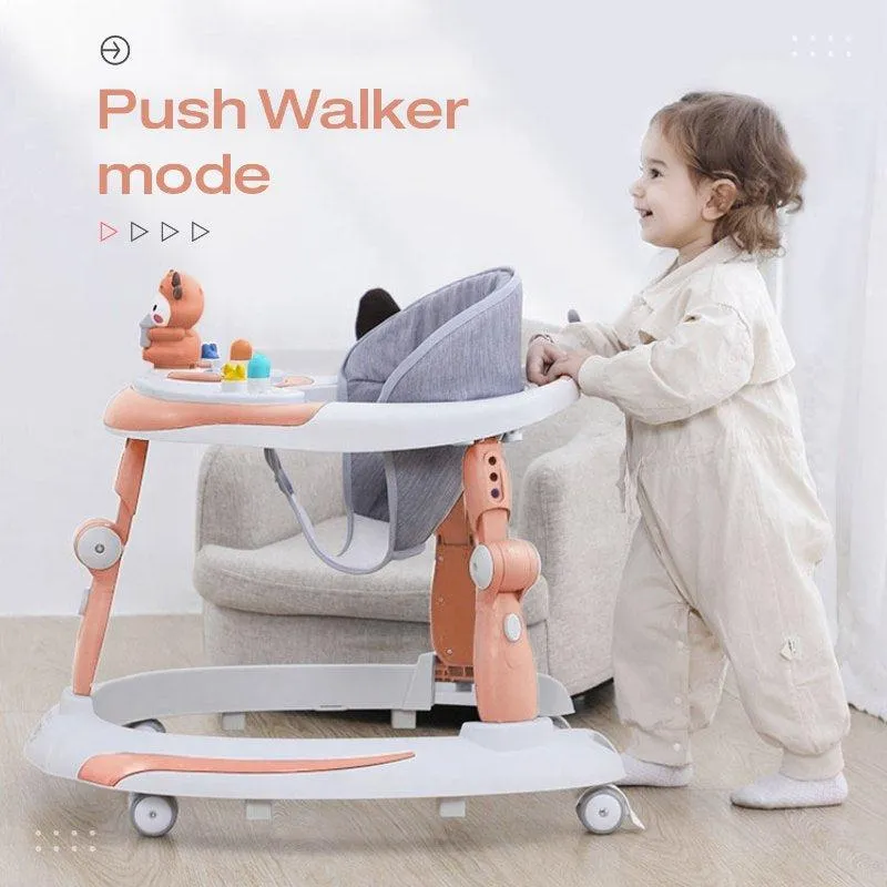 Little Feet Plus Walker - Detachable Toy Bar/Meal Tray With Music & Light, 3 Level Height/ 4 Level Seat Adjustment, 2-in-1 Walker cum Rocker