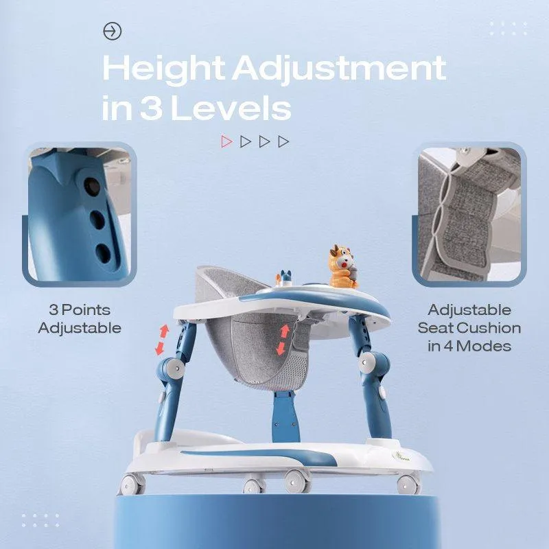 Little Feet Plus Walker - Detachable Toy Bar/Meal Tray With Music & Light, 3 Level Height/ 4 Level Seat Adjustment, 2-in-1 Walker cum Rocker