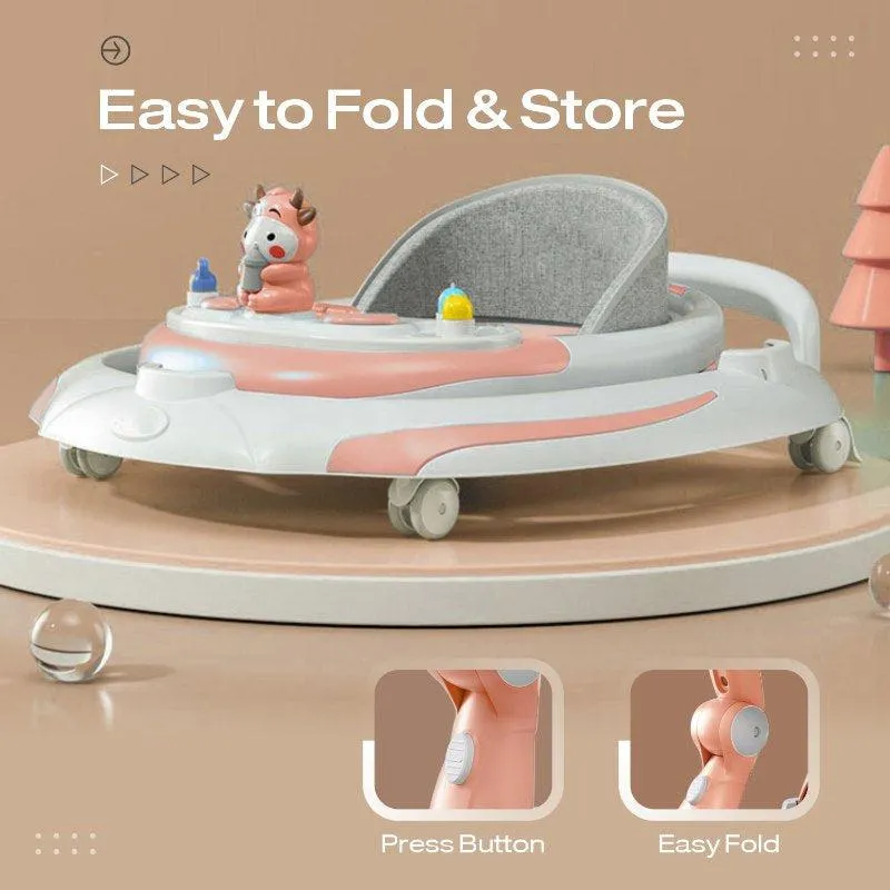 Little Feet Plus Walker - Detachable Toy Bar/Meal Tray With Music & Light, 3 Level Height/ 4 Level Seat Adjustment, 2-in-1 Walker cum Rocker