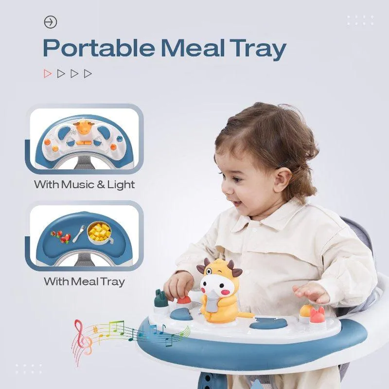 Little Feet Plus Walker - Detachable Toy Bar/Meal Tray With Music & Light, 3 Level Height/ 4 Level Seat Adjustment, 2-in-1 Walker cum Rocker